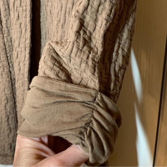 Mod-o-doc Walnut Brown Open Front Basket Weave Jacquard Knit Jacket, S, NWOT - Picture 4 of 8